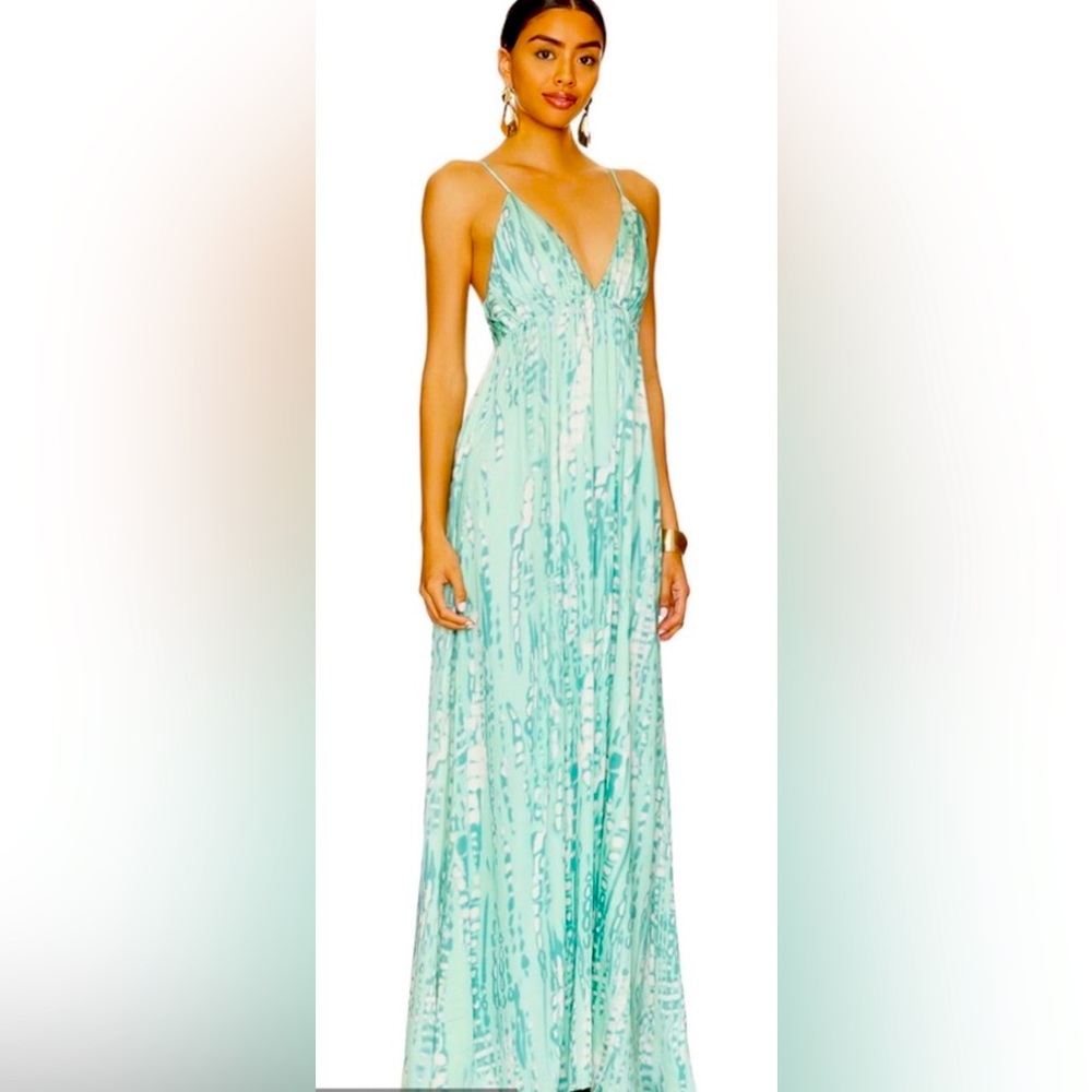 Tiare Hawaii Gracie Maxi Dress in Tie dye Batik Teal Print
